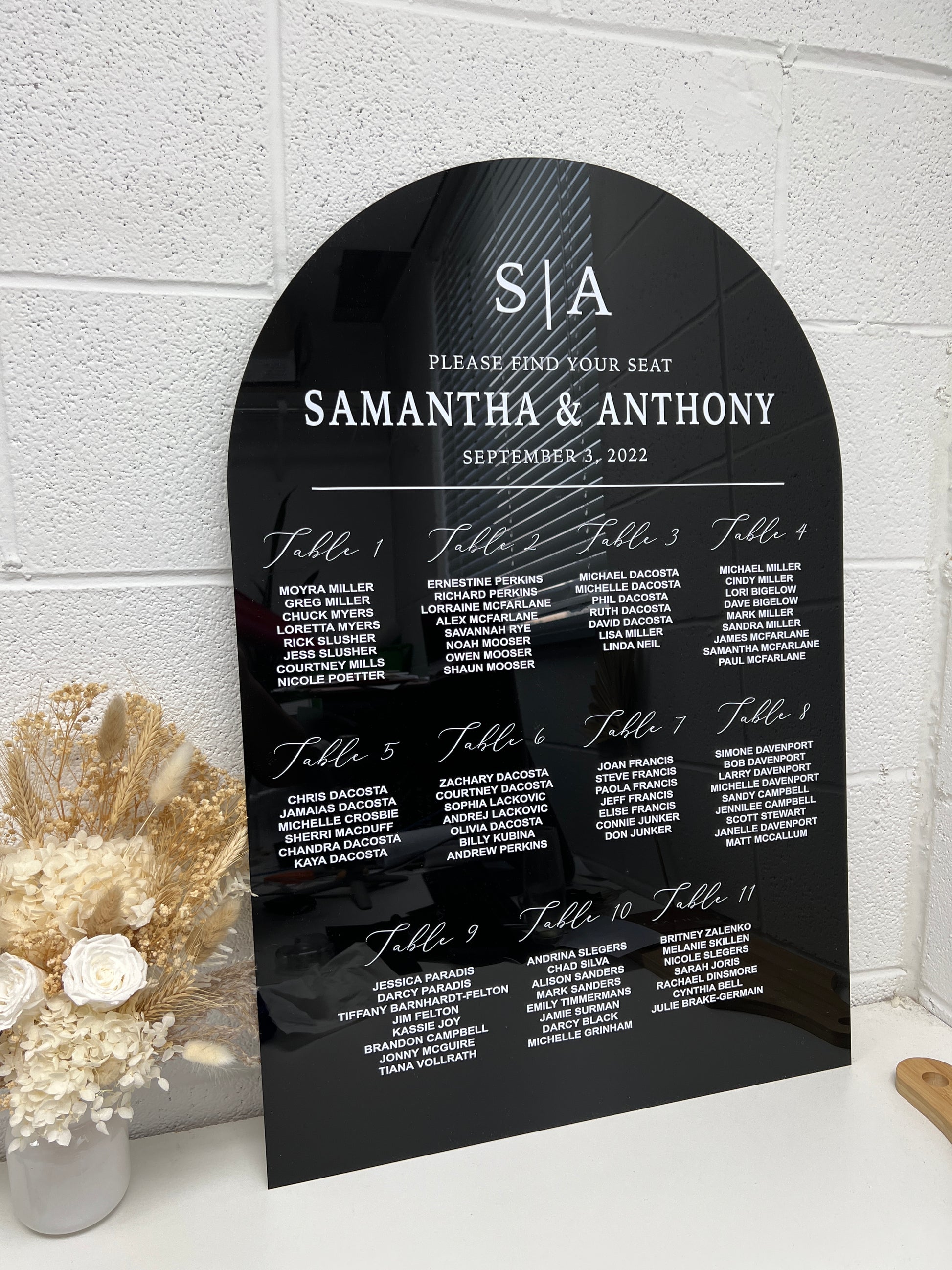 Arch Acrylic Seating Chart Sign two