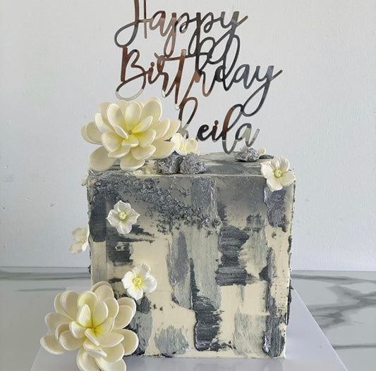 Happy Birthday Cake Topper - Custom Name, Modern font