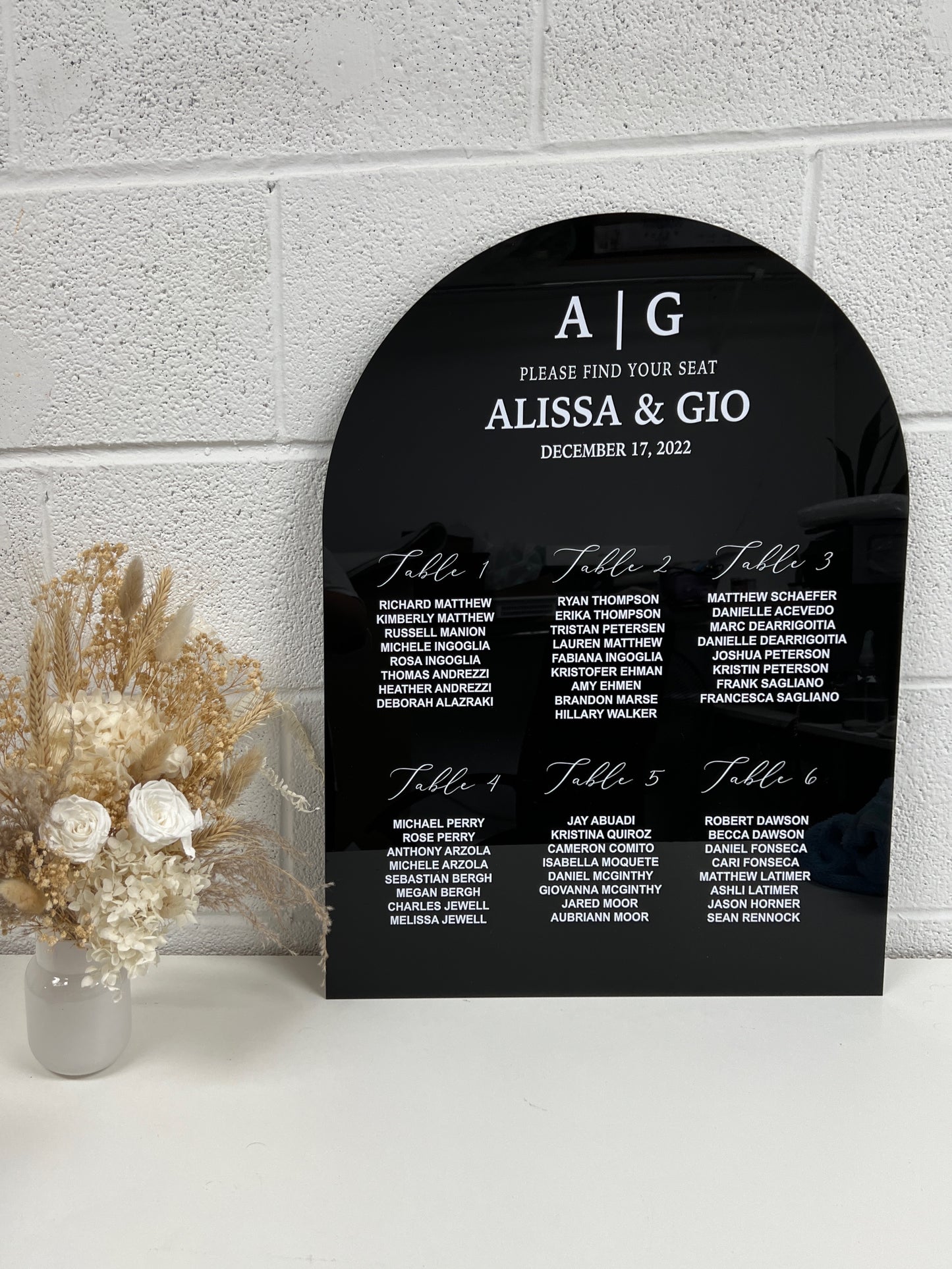 Arch Acrylic Seating Chart Sign