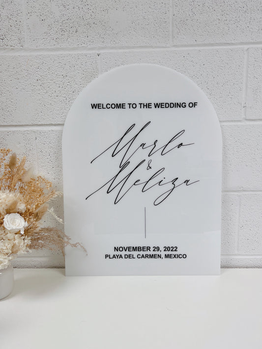 Arch Acrylic Welcome Sign - Wedding Decor