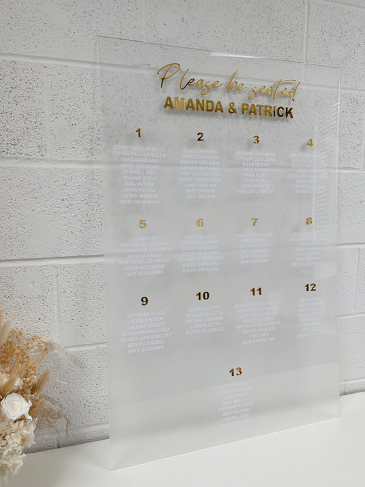 Arch Acrylic Seating Chart Sign with 3D titles