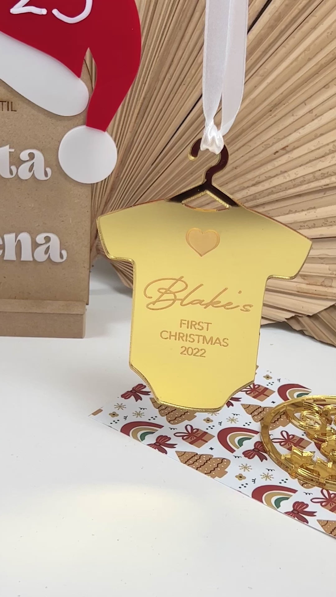 Onesie Ornament - Custom Name - Baby's First Christmas video